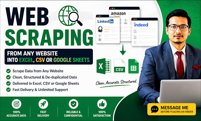 do web scraping, data extraction, and data collection from any website