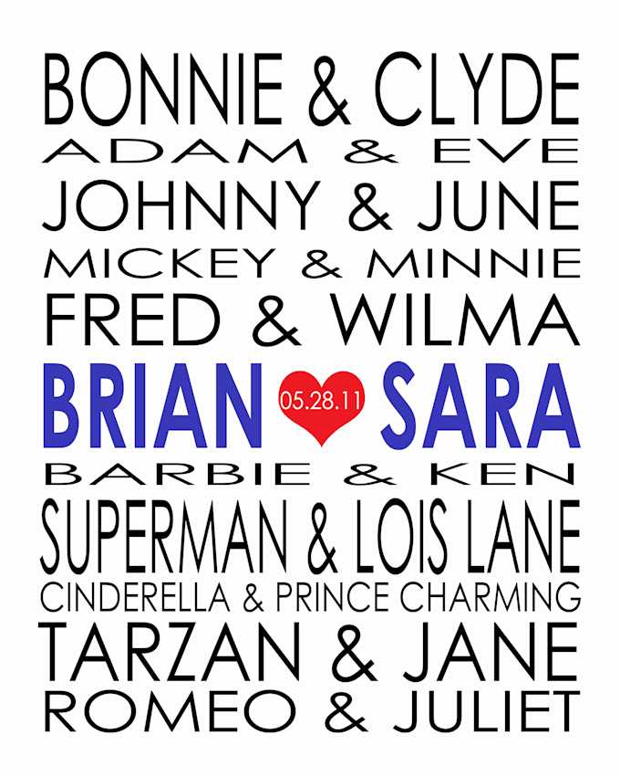Add your name, spouse name, and marriage date by Nemo120 | Fiverr