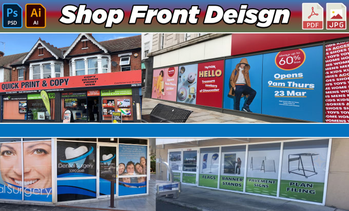 Design a unique shop front or store front, creative window graphics by ...