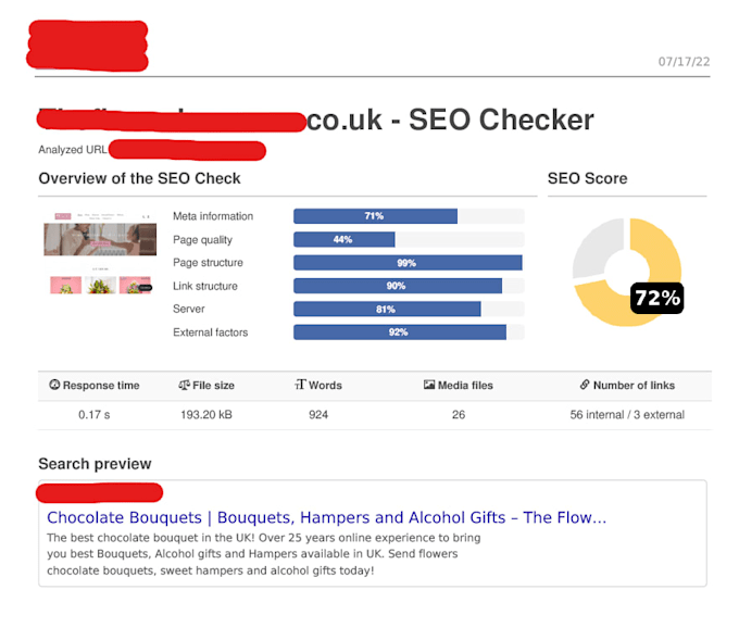 audit your website for SEO and prepare a report with an action plan