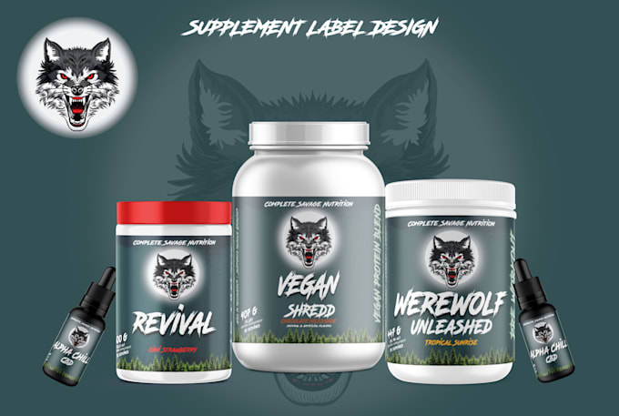make label designs, supplement labels, and package designs