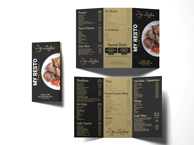 do professional tri fold, bi fold, brochure, menu cards, flyer design