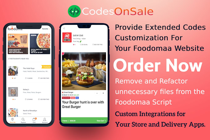 provide foodomaa extended codes customization with mobile apps