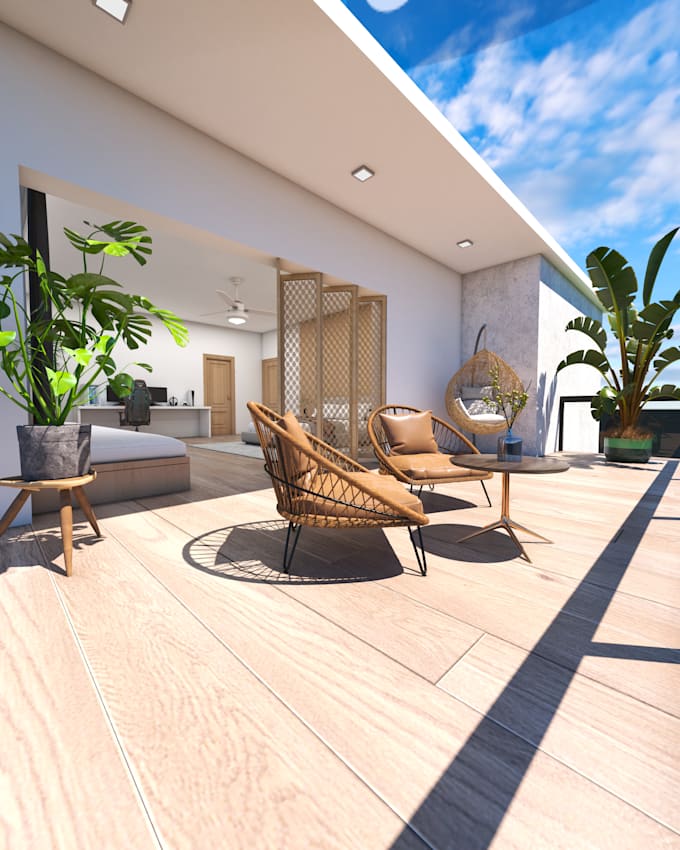 create modern bedroom interior design and realistic 3d rendering