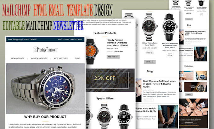 design editable mailchimp email template, HTML email template