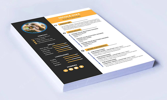 company, business, professional curriculum vitae, CV resume design template