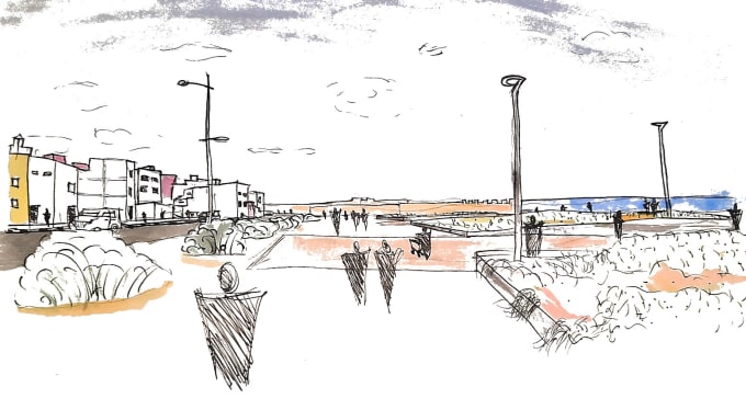 hand sketch architecture and landscape