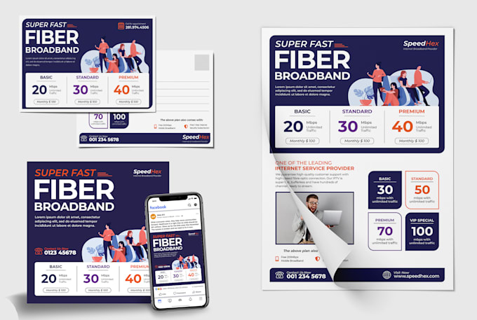 create broadband internet flyer, postcard, door hanger, banner design