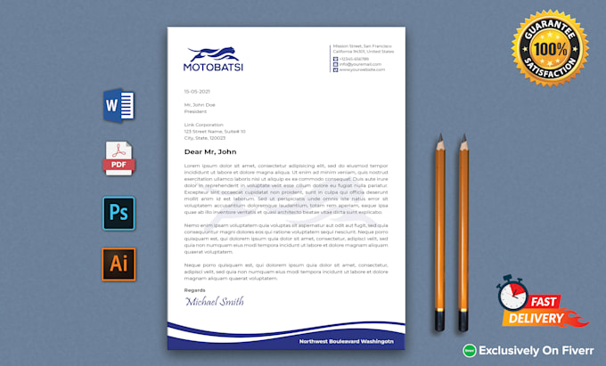 design professional letterhead and stationery in word format