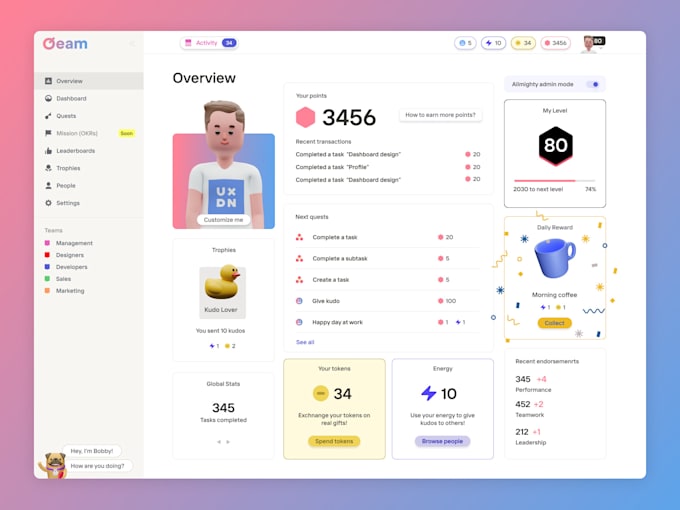 create a functional employee dashboard