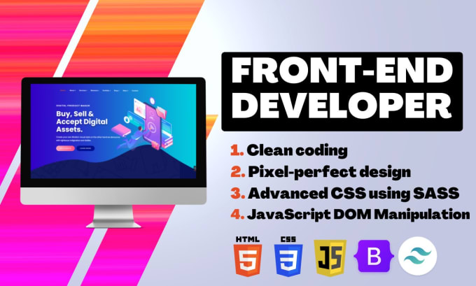 Develop front end using html css bootstrap javascript by Ferdoushimel ...