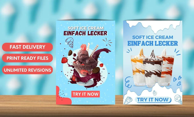 professional ice cream menu for your restaurant or cafe