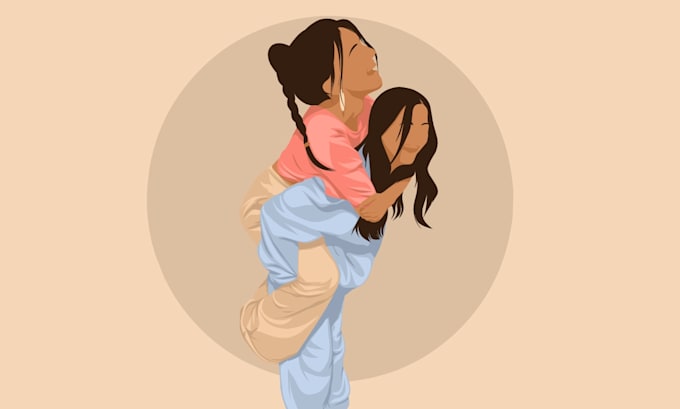 draw a minimalistic vector portrait for your family
