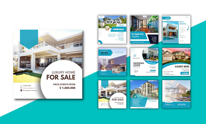 design real estate facebook instagram ads posts and canva design