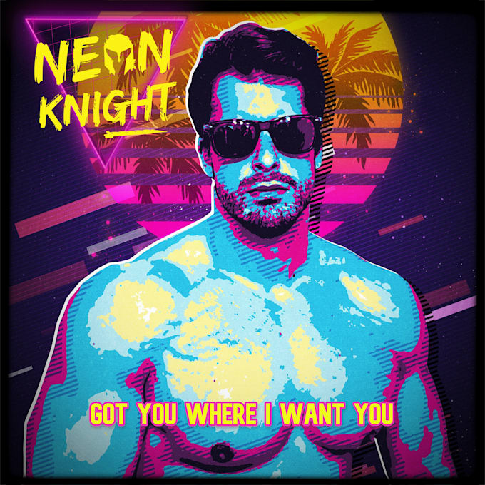 create a synthwave or retrowave album cover