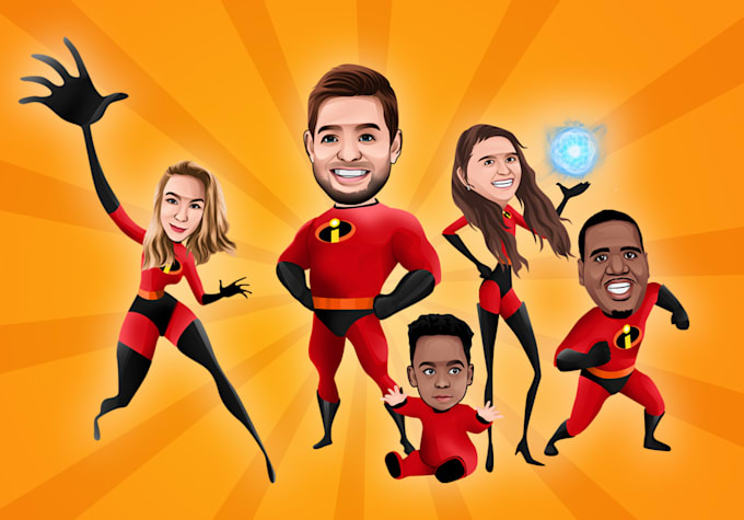 Draw amazing cartoon caricature superhero character by Masromi | Fiverr