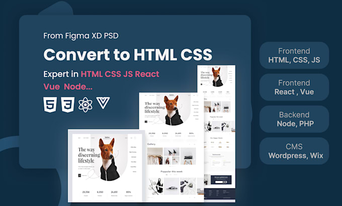 create professional modern html css landing page, website