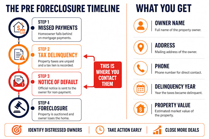 provide pre foreclosure and nod property leads by county USA