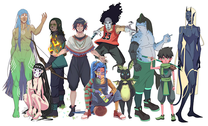 design anime style character sheets and original characters