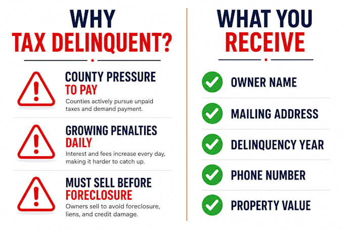 tax delinquent property leads for distressed investors USA