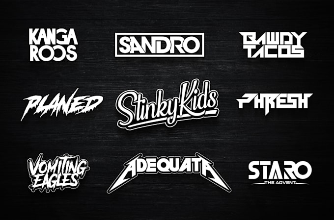 design dj, edm, producer, music, band logo in text style