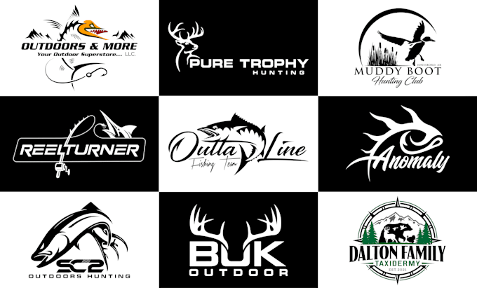 create fishing outdoor and hunting logo
