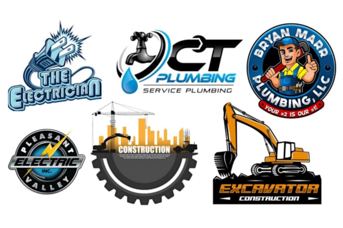 design construction, roofing, electrician, handyman or plumbing logo