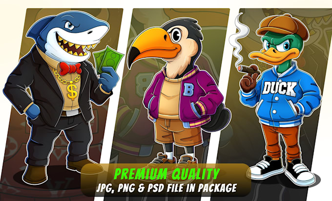 draw custom and unique mascot logo design, cartoon character for you