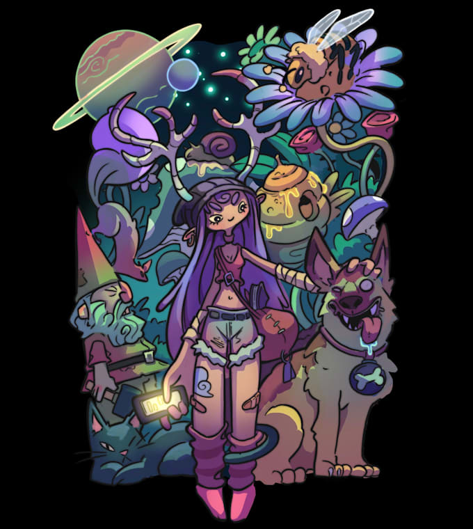 draw a digital cartoon illustration