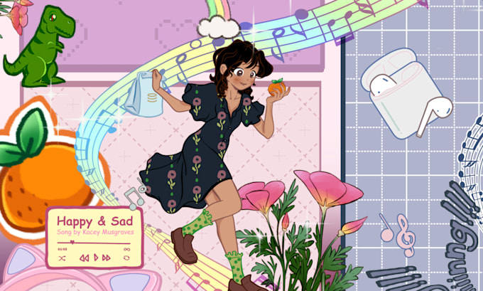 draw a cute kawaii comic illustration or comic strip