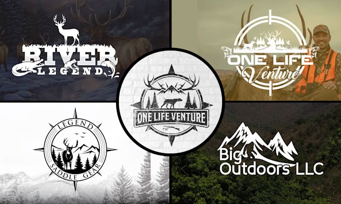 create professional outdoor hunting deer and fishing logo