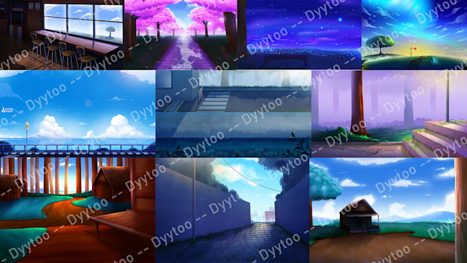 create a beautiful anime background illustration