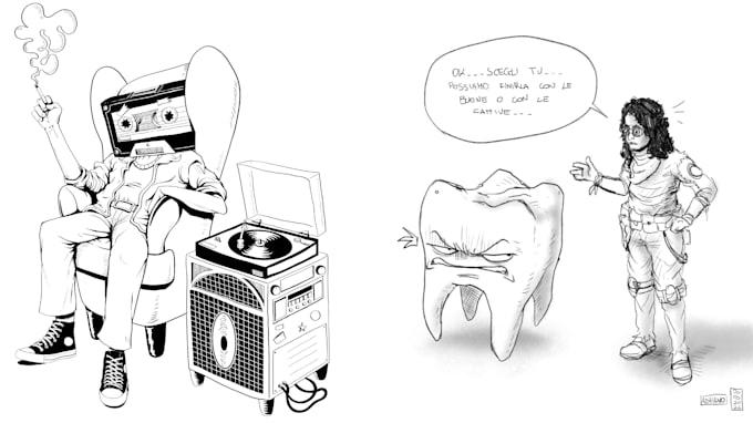 illustrate anything for you using lineart and crosshatching