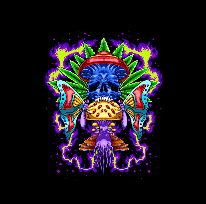 do modern trippy psychedelic style logo design