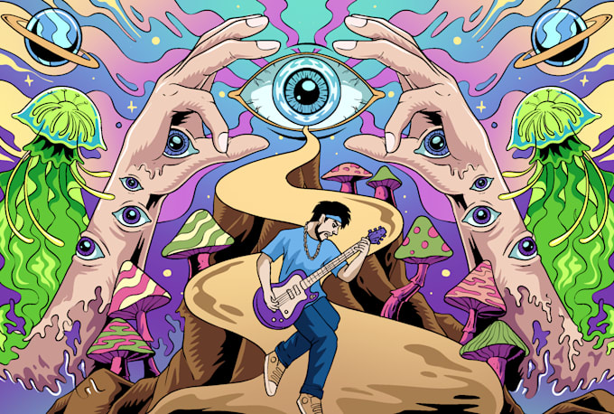 stunning illustration psychedelic, lifestyle, surrealism
