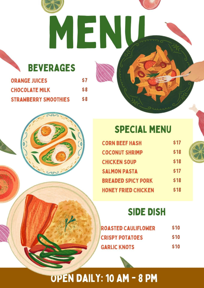 Design restaurant food menu card or price list by Khawarrafee | Fiverr