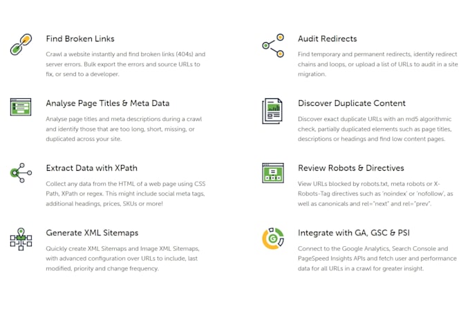 do full SEO audit report unlimited urls with screaming frog