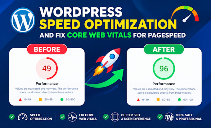 do wordpress speed optimization and fix core web vitals for pagespeed