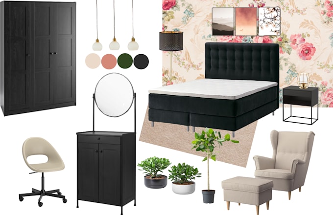 create interior design mood board and shopping list