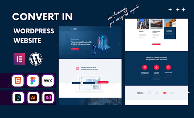 convert psd, ai, html, figma, wix to wordpress by elementor pro