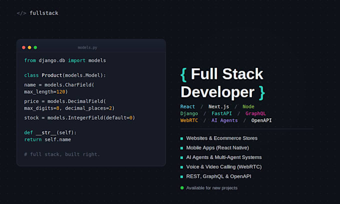 build full stack app using react next node django fastapi