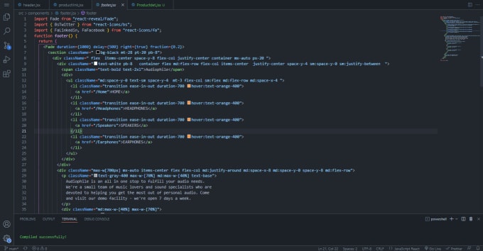 create a frontend application using html, css ,  js and react