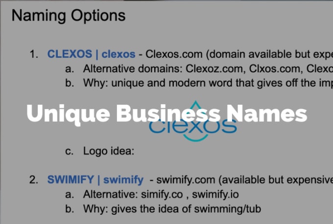 brainstorm unique and memorable business names