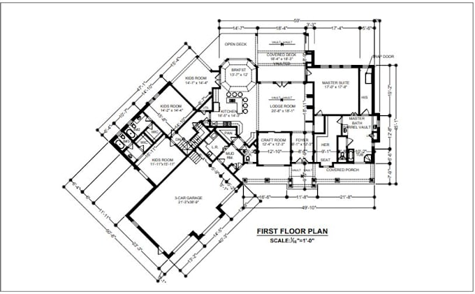 draw 2d floor plan or any other architectural blueprints drawings in autocad