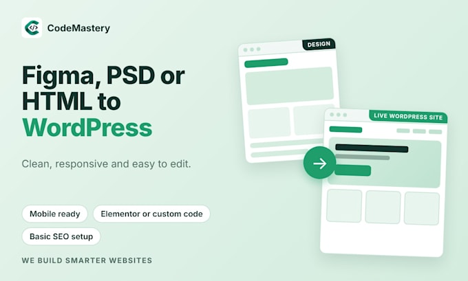 convert figma, PSD or HTML to a responsive wordpress website