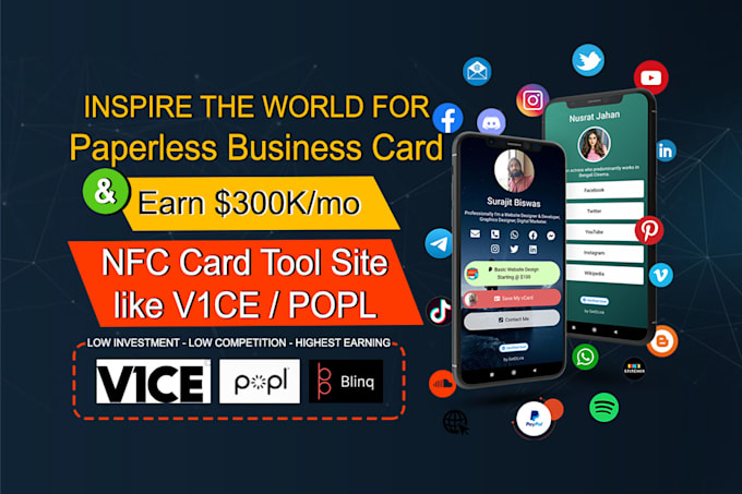 create nfc card business program like popl and v1ce high earning site