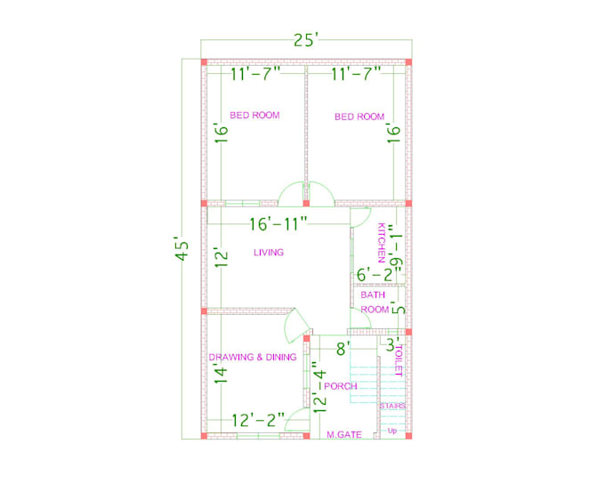 draw autocad 2d plan architecture