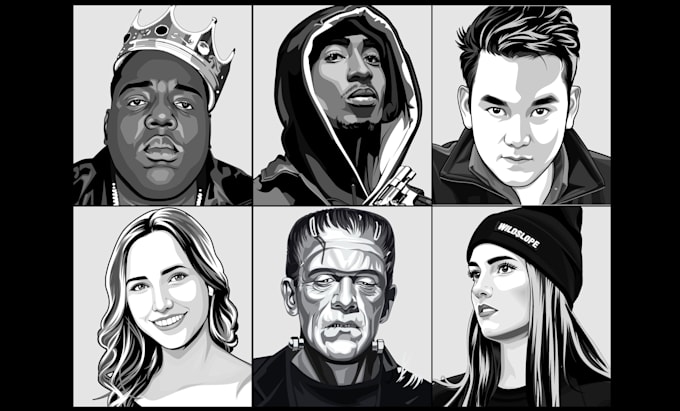 do a vector portrait black and white for you
