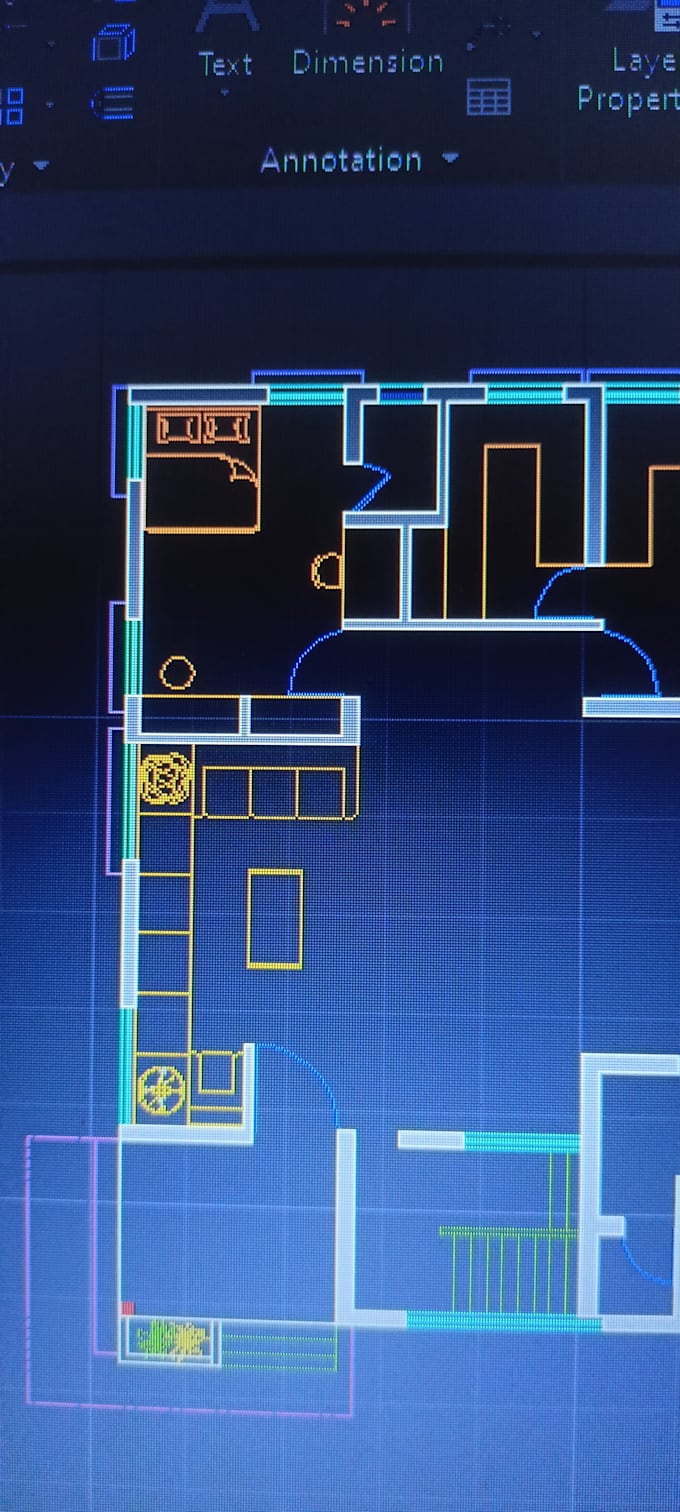 draw a 2d floor plan, elevation, section