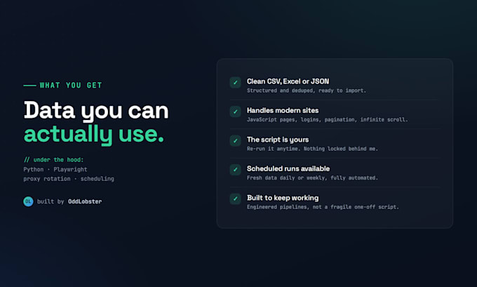scrape any website and deliver clean data in excel or CSV